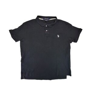 US Polo Assn Mens Black Luxury Feel Slim Fit Short Sleeve Polo Shirt Large